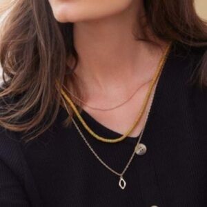 Triple strand golden and beaded necklace, new